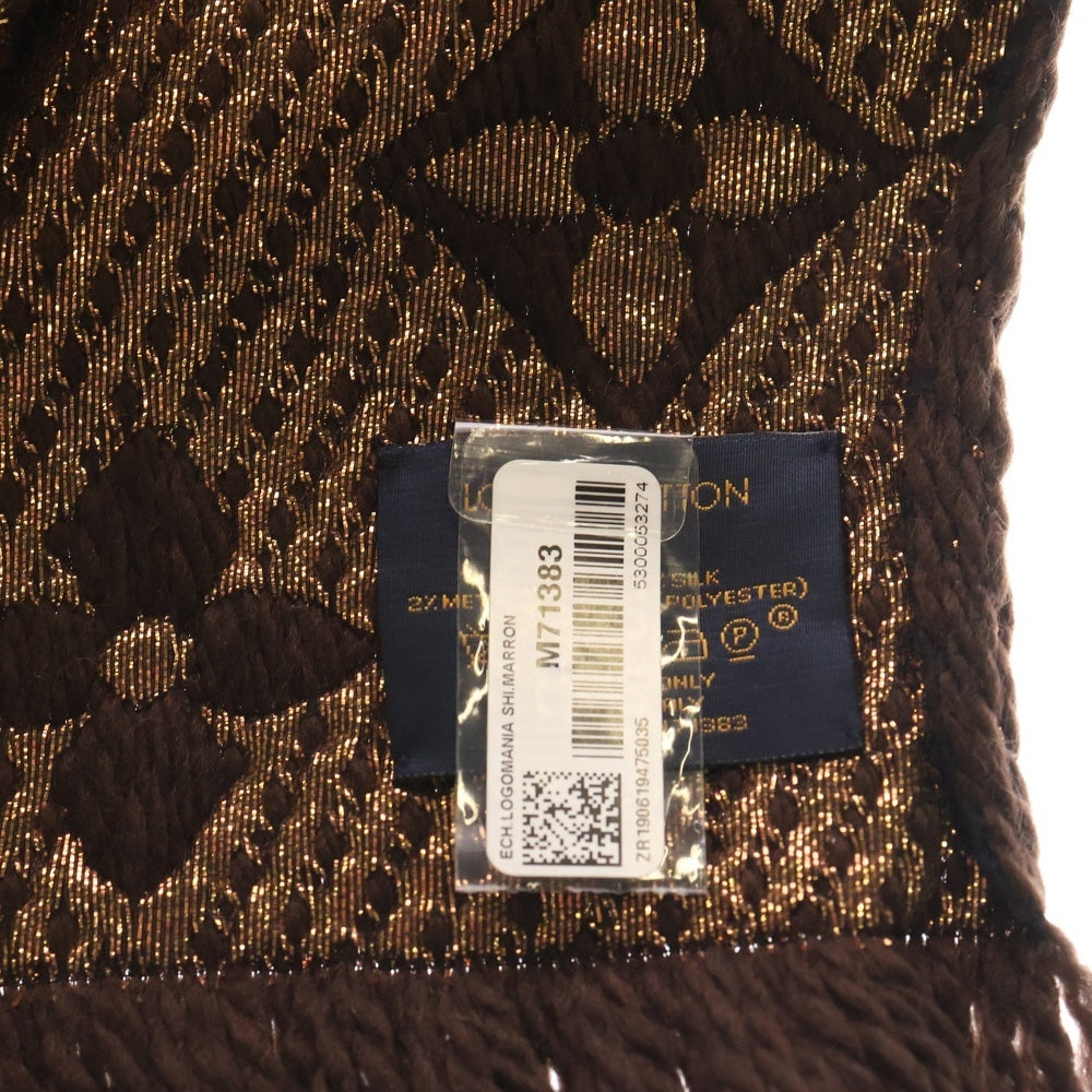 LOUIS VUITTON(ルイヴィトン) エシャルプ ロゴマニア シャイン フリンジマフラー ウール×シルク ブラウン M71383 レディース