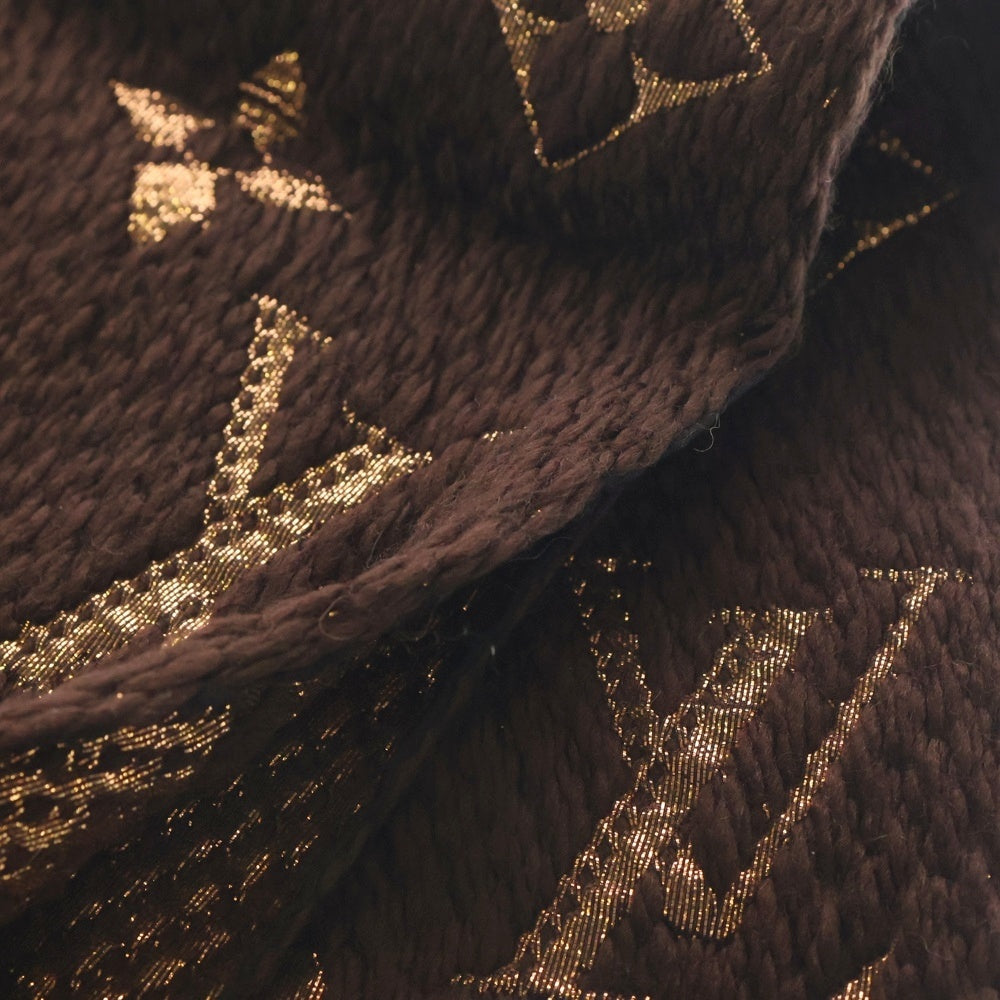 LOUIS VUITTON(ルイヴィトン) エシャルプ ロゴマニア シャイン フリンジマフラー ウール×シルク ブラウン M71383 レディース
