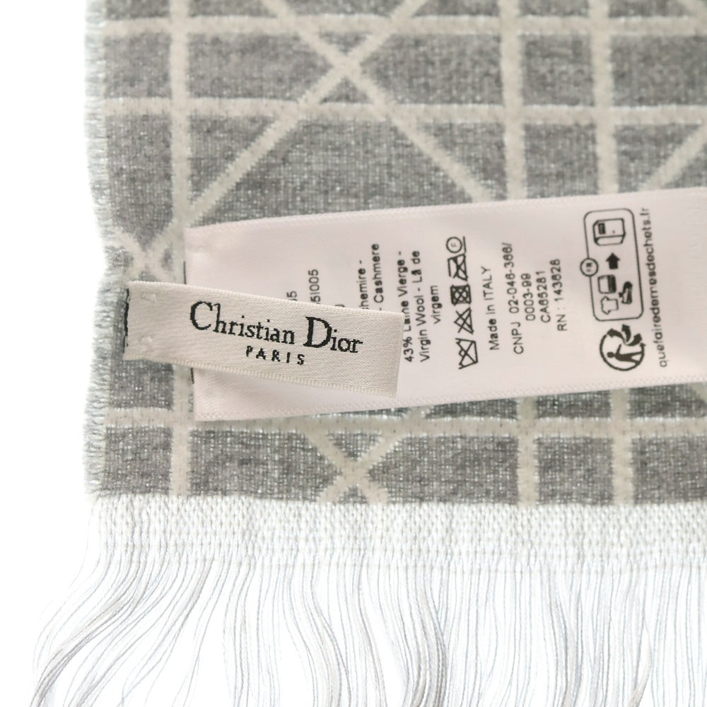 DIOR(ディオール) カナージュモチーフ 総柄 マフラー グレー カシミヤ×ウール