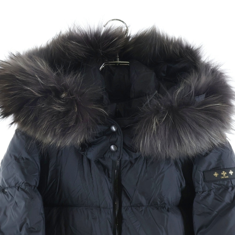 TATRAS(タトラス) MOENA モエナ ファー フーデッド ジップアップ ダウン ロング ジャケット ブラック レディース LTA19A4705