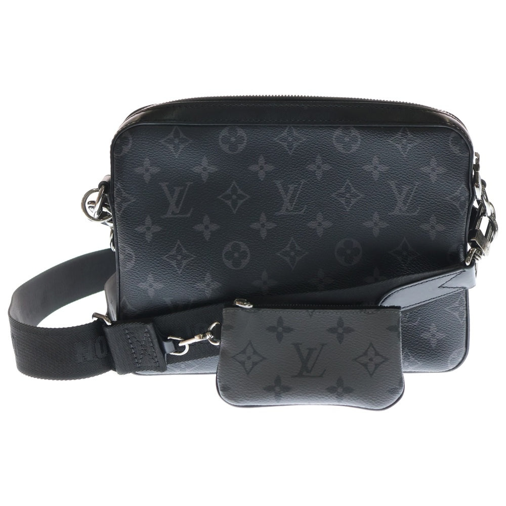 LOUIS VUITTON(ルイヴィトン) トリオ メッセンジャー モノグラム PVC レザー エクリプス ショルダーバッグ シルバー金具 ブラック/グレー M69443 レディース