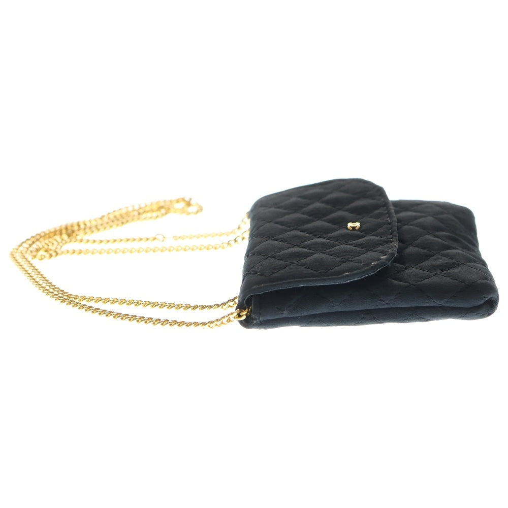CHANEL(シャネル) マトラッセ ミニバッグ ネックレス ケース 小物入れ ポーチ チェーン ブラック サテン ゴールド金具 レディース