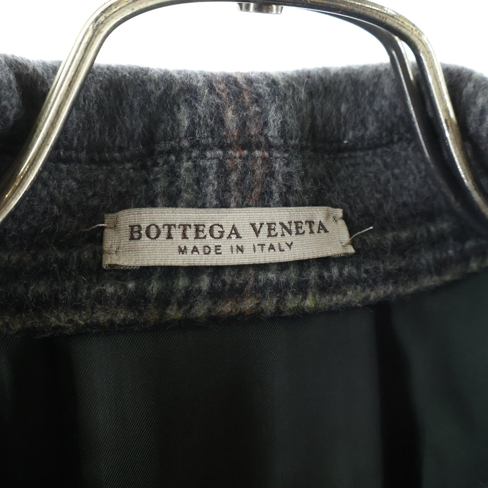 BOTTEGA VENETA(ボッテガヴェネタ) チェック総柄 ダブルブレスト チェスター ロングコート グレー 482661