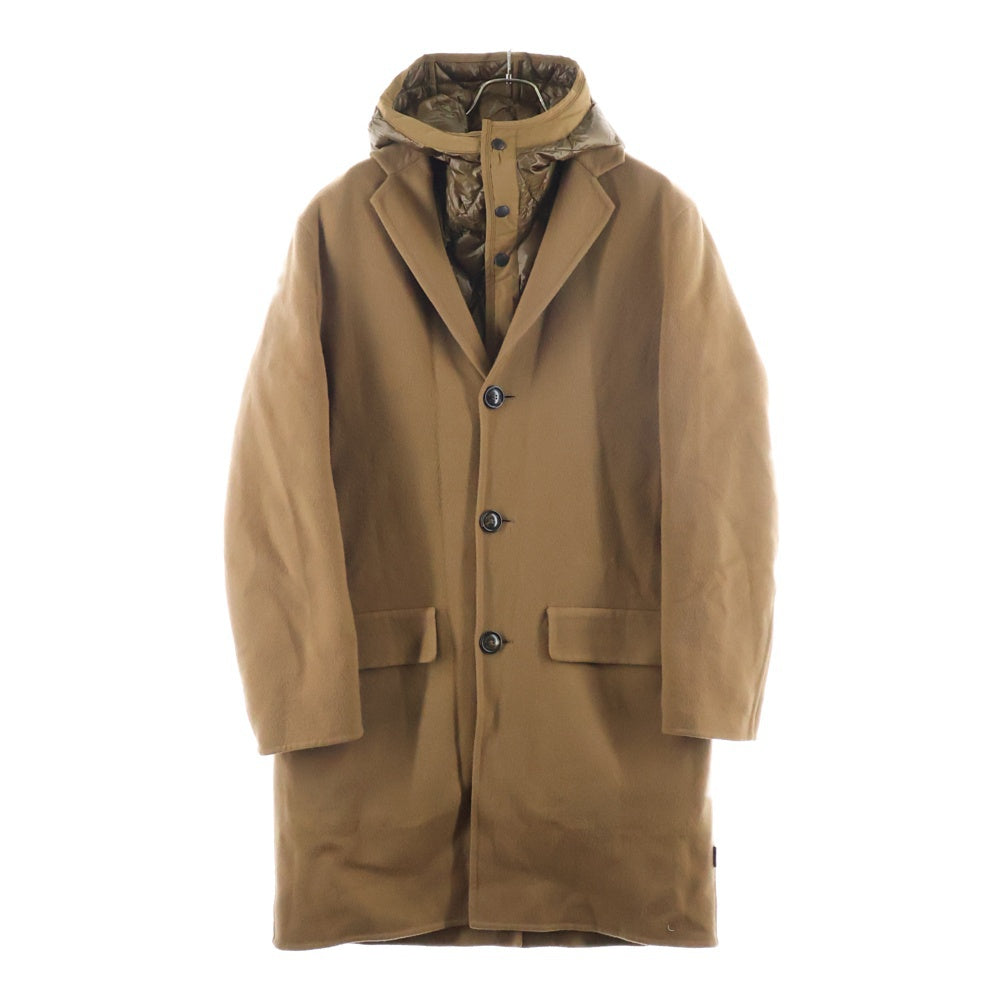 MONCLER(モンクレール) 17AW TIERCE GIACCA ティエルス カシミヤ混 ウール チェスターコート フーデッド ライナー ダウンジャケット ブラウン C20913170680 B549G1