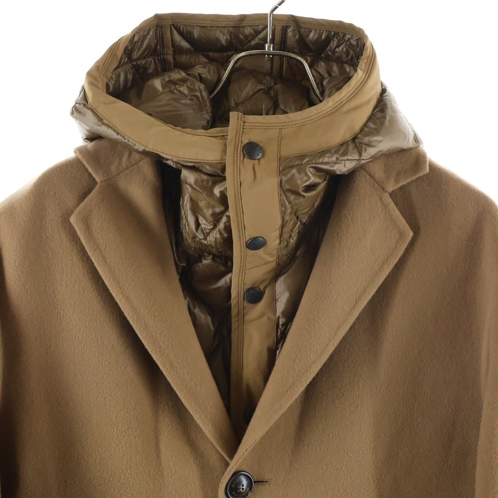 MONCLER(モンクレール) 17AW TIERCE GIACCA ティエルス カシミヤ混 ウール チェスターコート フーデッド ライナー ダウンジャケット ブラウン C20913170680 B549G1