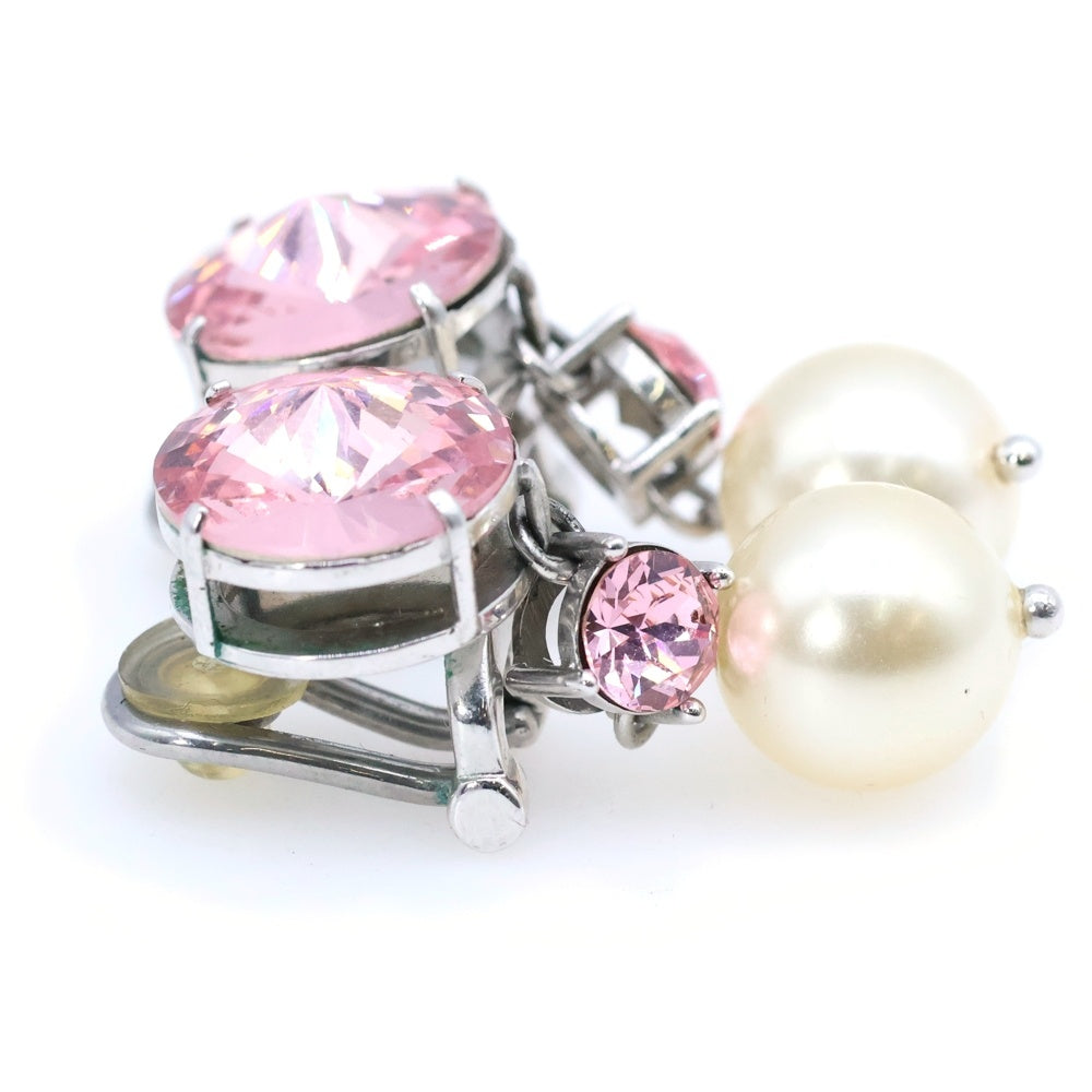 miumiu(ミュウミュウ) ピンク ストーン パール イヤリング シルバー