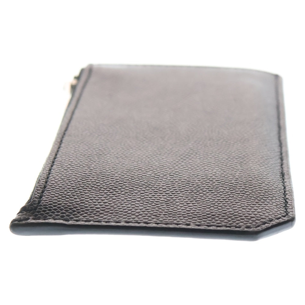 SAINT LAURENT PARIS(サンローランパリ) フラグメント ジップポーチ カードケース 小物入れ コインケース 財布 ブラック レザー 609362 シルバー金具 レディース