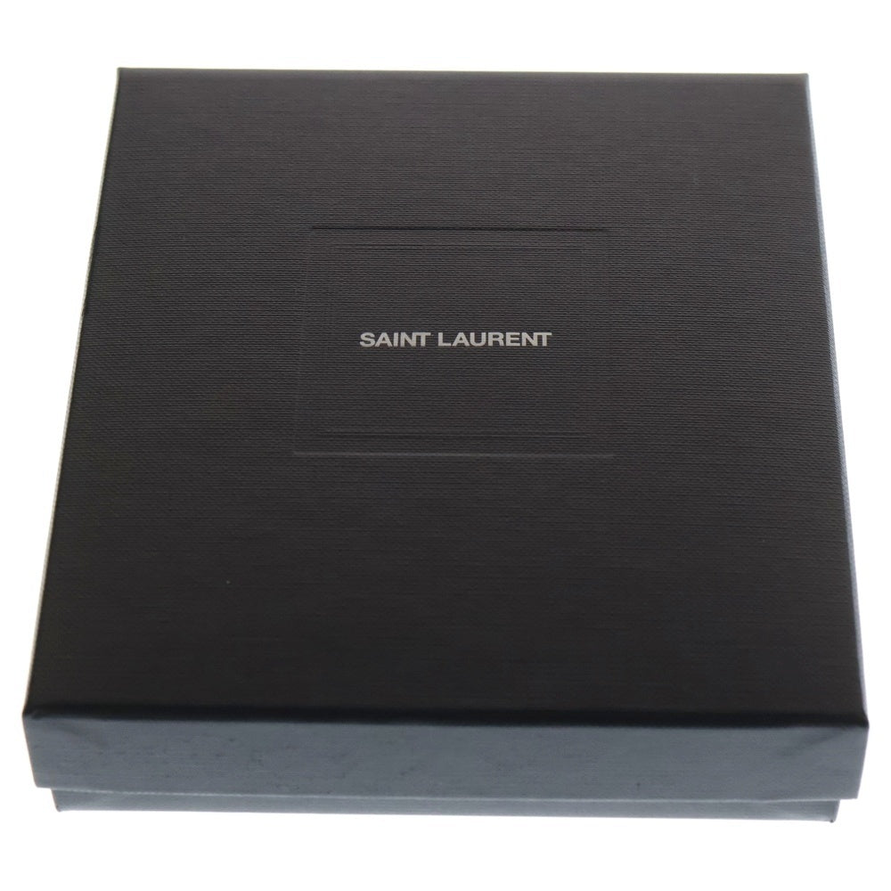 SAINT LAURENT PARIS(サンローランパリ) フラグメント ジップポーチ カードケース 小物入れ コインケース 財布 ブラック レザー 609362 シルバー金具 レディース