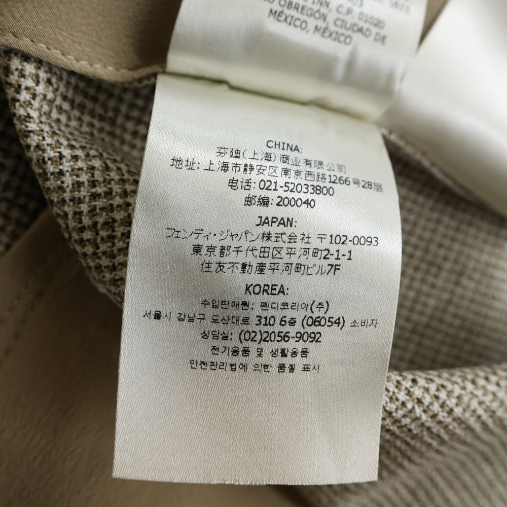 FENDI(フェンディ) チェック総柄 バレル スラックスパンツ トラウザーズ ベージュ レディース FR6608