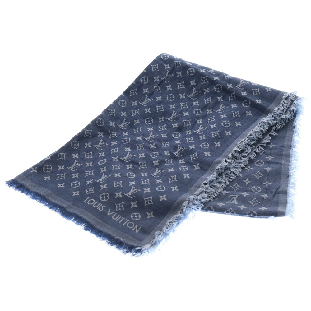 LOUIS VUITTON(ルイヴィトン) ショールモノグラム ストール スカーフ インディゴブルー シルク×ウール M71618 レディース