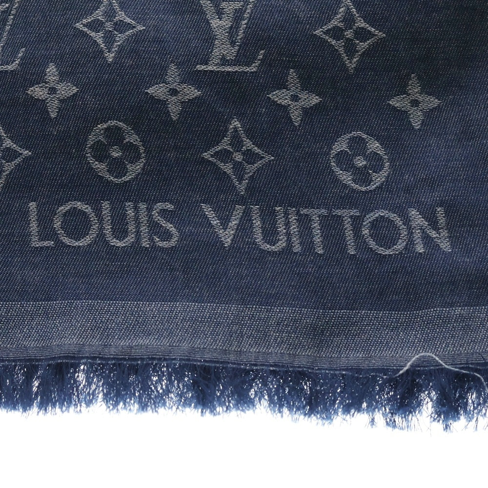 LOUIS VUITTON(ルイヴィトン) ショールモノグラム ストール スカーフ インディゴブルー シルク×ウール M71618 レディース