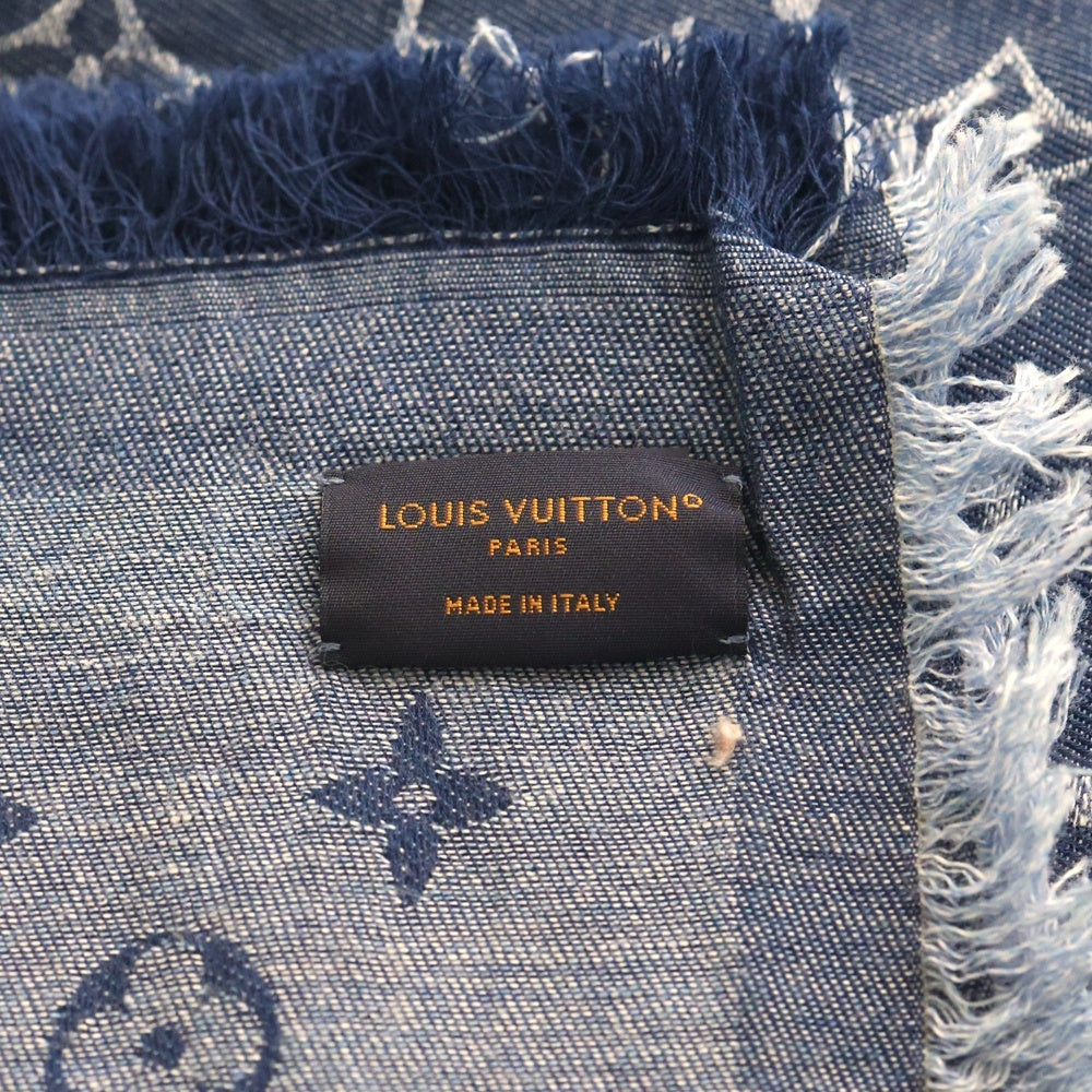 LOUIS VUITTON(ルイヴィトン) ショールモノグラム ストール スカーフ インディゴブルー シルク×ウール M71618 レディース