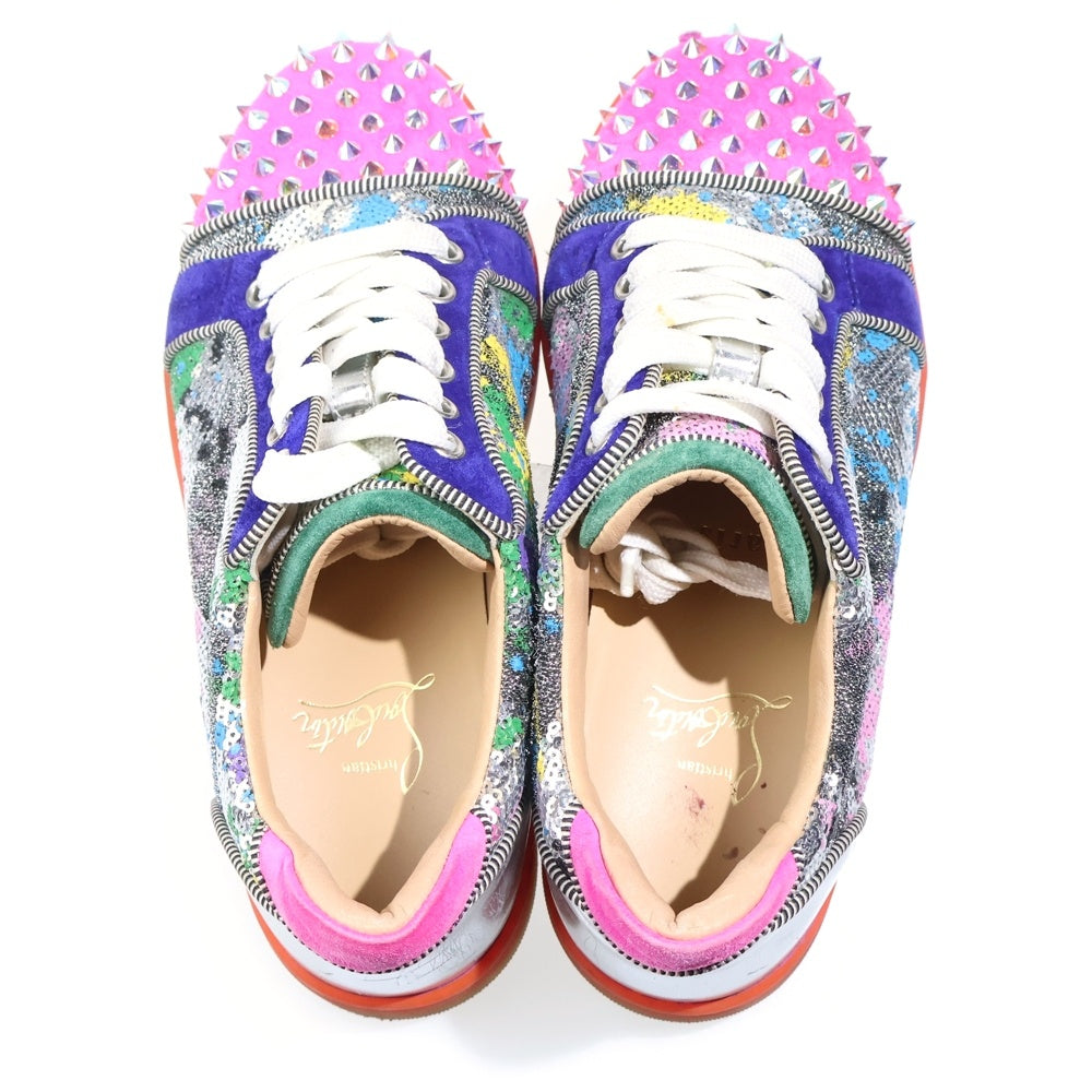 CHRISTIAN LOUBOUTIN(クリスチャンルブタン) スパンコール刺繍スタッズレザー切替ローカットスニーカー マルチカラー 36/23cm レディース