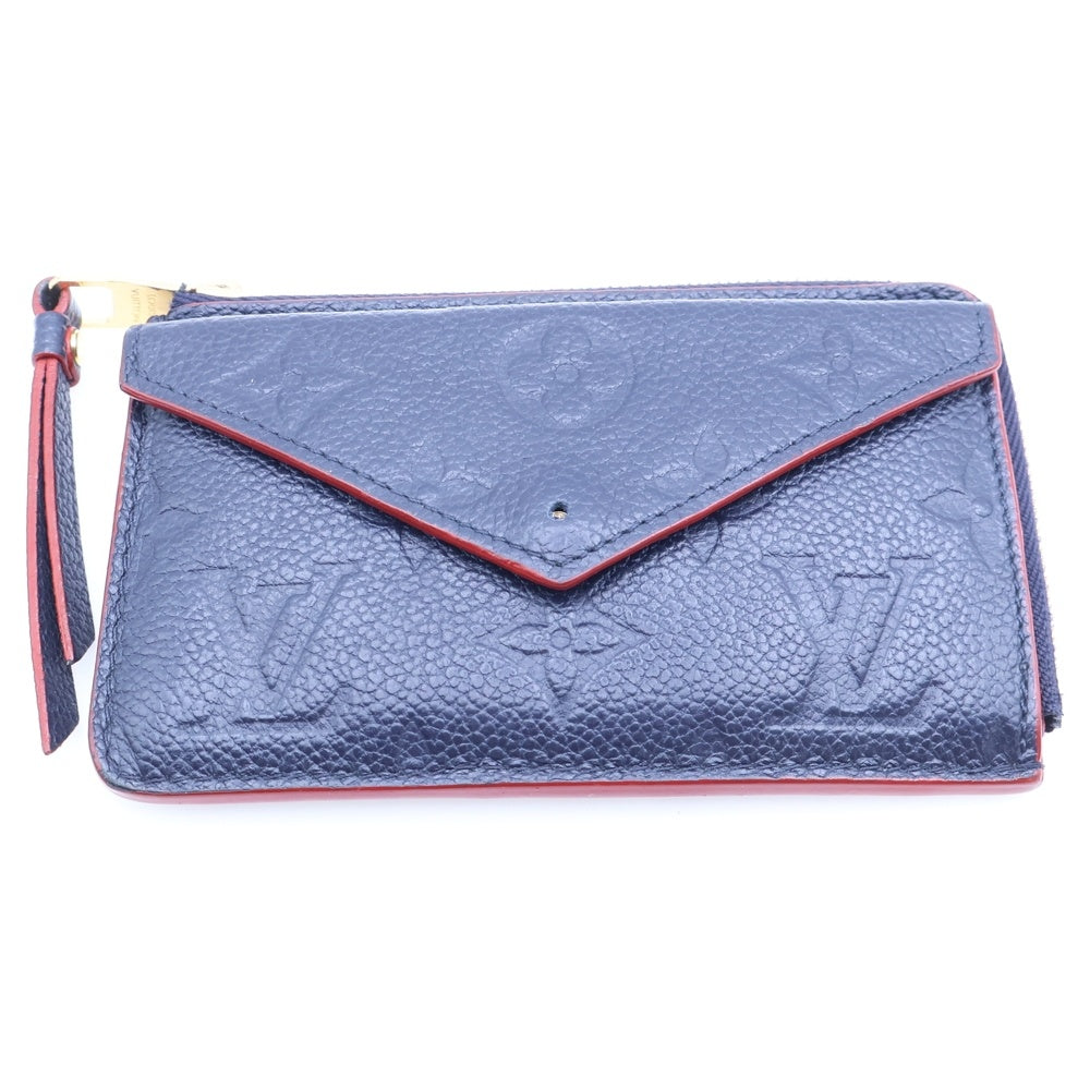 LOUIS VUITTON(ルイヴィトン) モノグラム アンプラント ポルトカルトレクトヴェルソ フラグメントケース コインケース バッグチャーム レッド×ネイビー レザー M69420 ゴールド金具 レディース