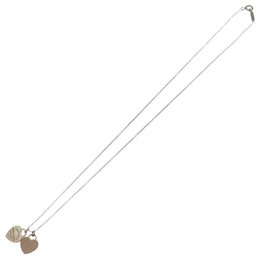 TIFFANY & Co.(ティファニー) リターントゥティファニー ミニダブルハート ネックレス シルバー×ピンク 925 アクセサリー レディース