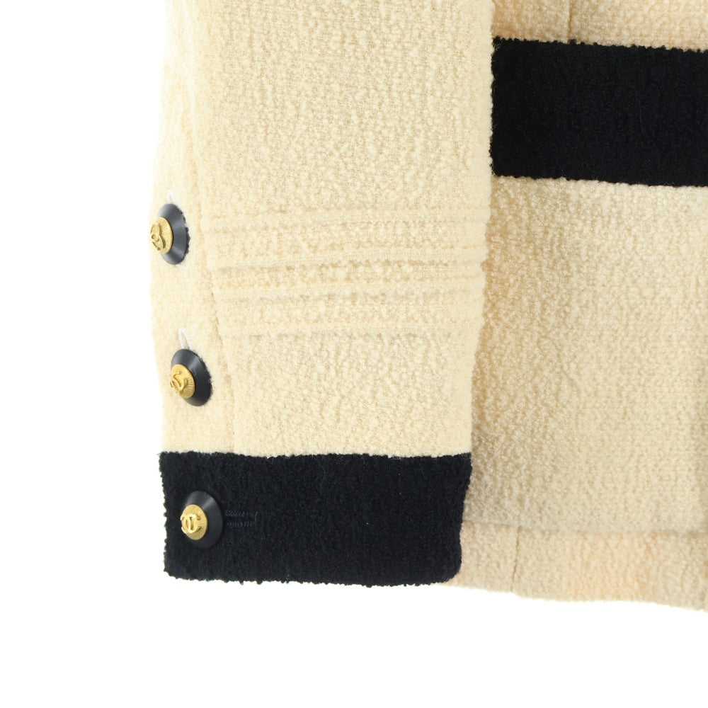 CHANEL(シャネル) 93A ウールツイード バイカラージャケット タイトスカート セットアップ ベージュ/ブラック レディース