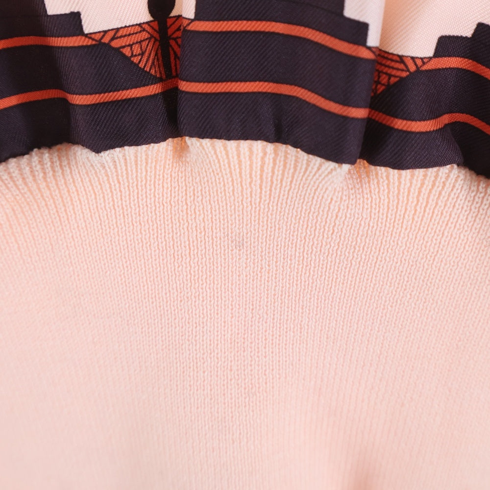 HERMES(エルメス) シルク切替 ニットポロシャツ ピンク レディース
