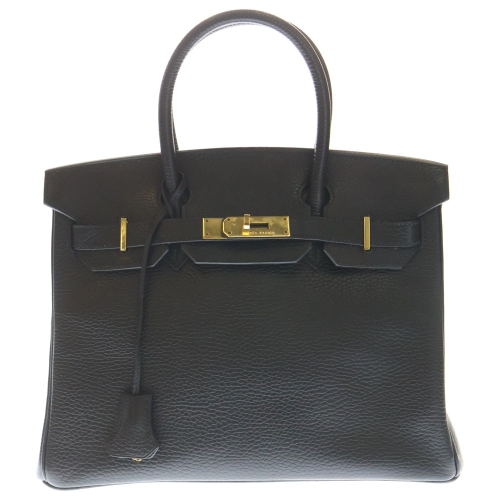 HERMES(エルメス) バーキン30 アルデンヌ レザー ハンドバッグ ゴールド金具 ブラック □C刻印 レディース