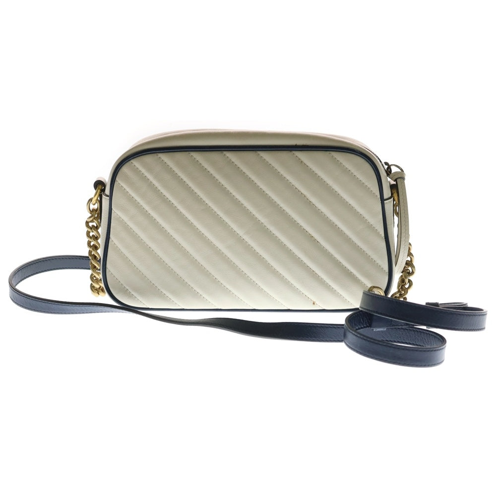GUCCI(グッチ) GGマーモント ショルダーバッグ ホワイト/ネイビー レザー 447632 レディース