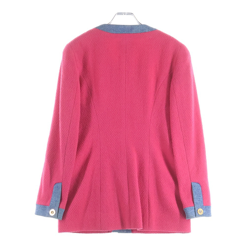 CHANEL(シャネル) デニム切り替え ツイードジャケット スカート セットアップ ピンク/インディゴ レディース