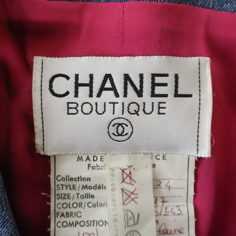CHANEL(シャネル) デニム切り替え ツイードジャケット スカート セットアップ ピンク/インディゴ レディース