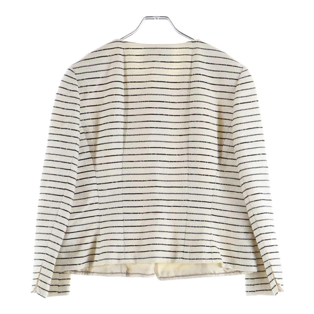 CHANEL(シャネル) ボーダーツイードジャケット ホワイト レディース