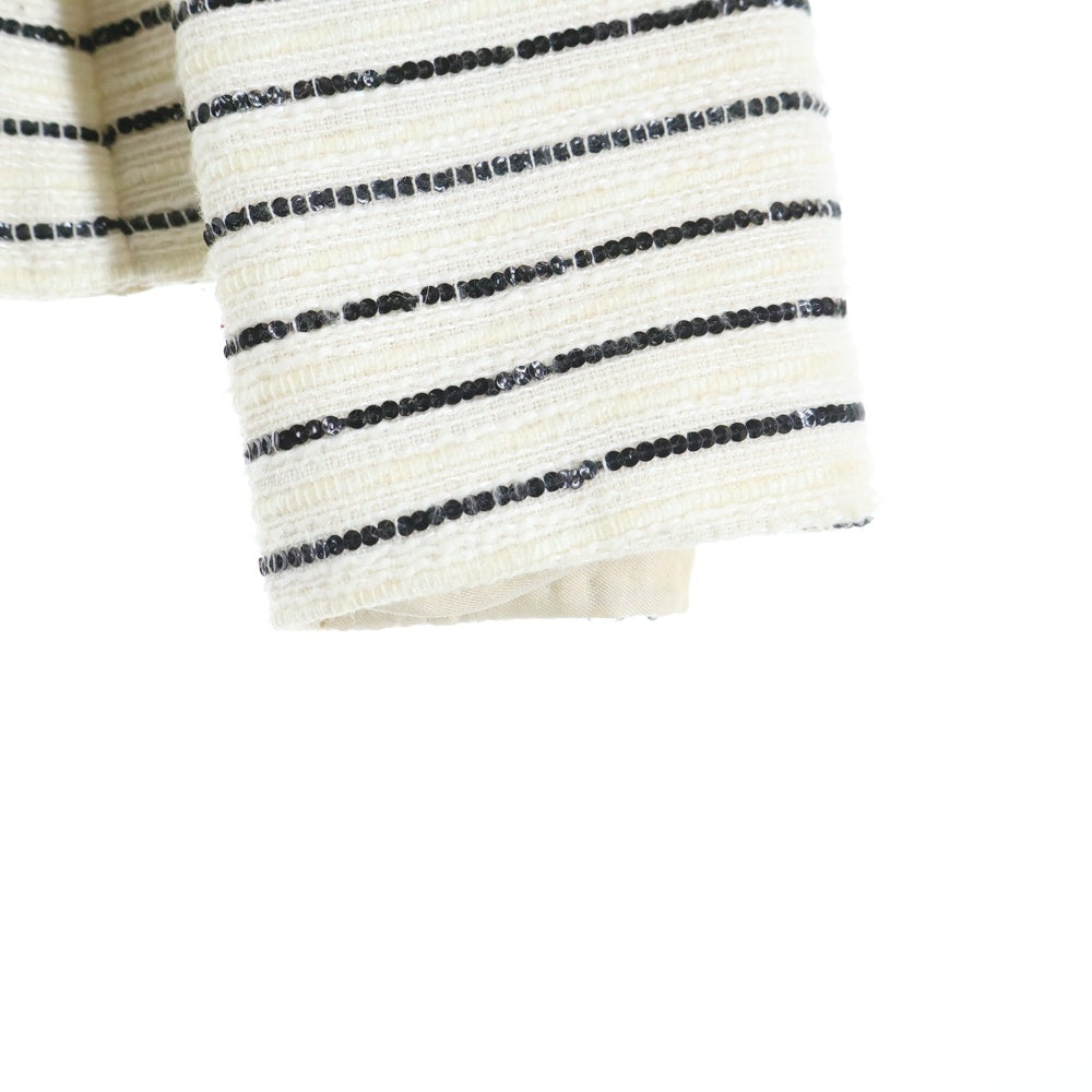 CHANEL(シャネル) ボーダーツイードジャケット ホワイト レディース