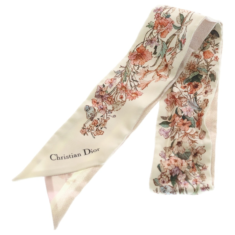 DIOR(ディオール) フラワー ロゴ モチーフ ツイリー ピンク スカーフ レディース