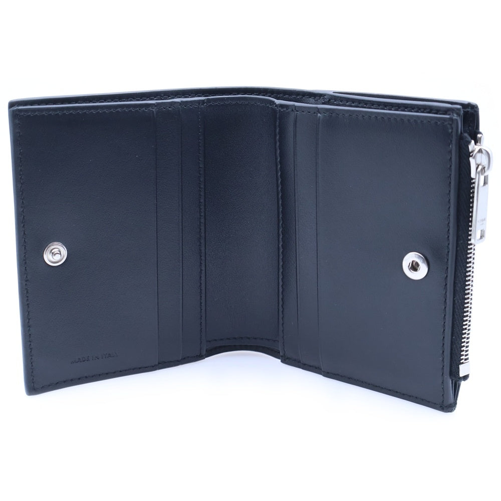 CELINE(セリーヌ) ミニトリオンフ 三つ折り財布 コンパクトウォレット ブラック レザー シルバー金具 レディース