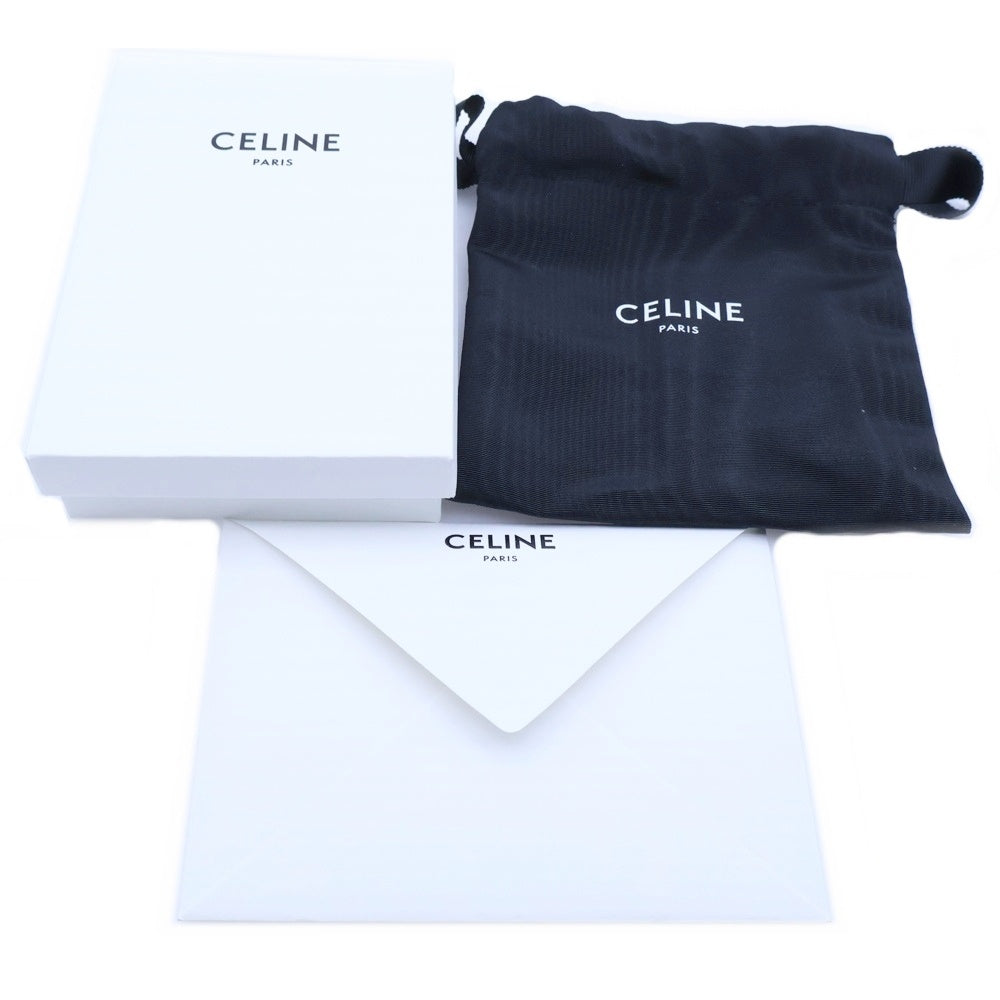 CELINE(セリーヌ) ミニトリオンフ 三つ折り財布 コンパクトウォレット ブラック レザー シルバー金具 レディース