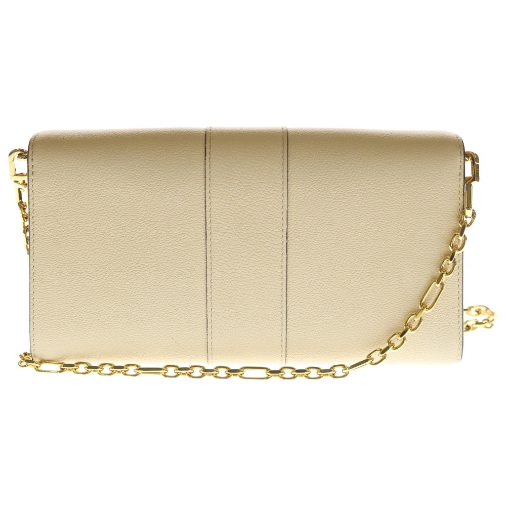 DELVAUX(デルボー) チェーンウォレット ショルダーバッグ ミニバッグ ベージュ レザー ゴールド金具 レディース