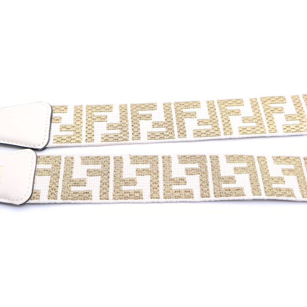 FENDI(フェンディ) ズッカ ショルダーストラップ ベージュ×ゴールド ゴールド金具 レディース
