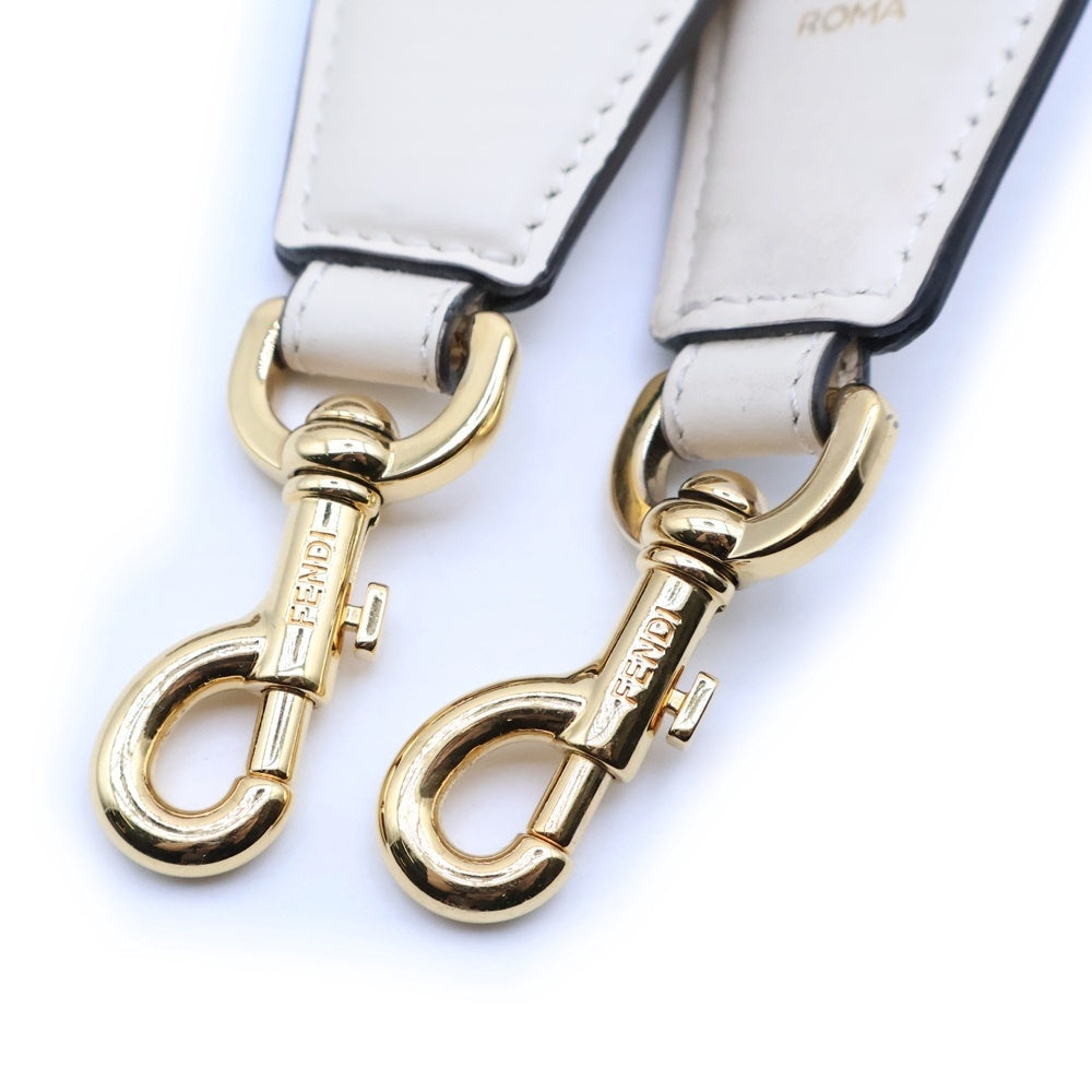 FENDI(フェンディ) ズッカ ショルダーストラップ ベージュ×ゴールド ゴールド金具 レディース