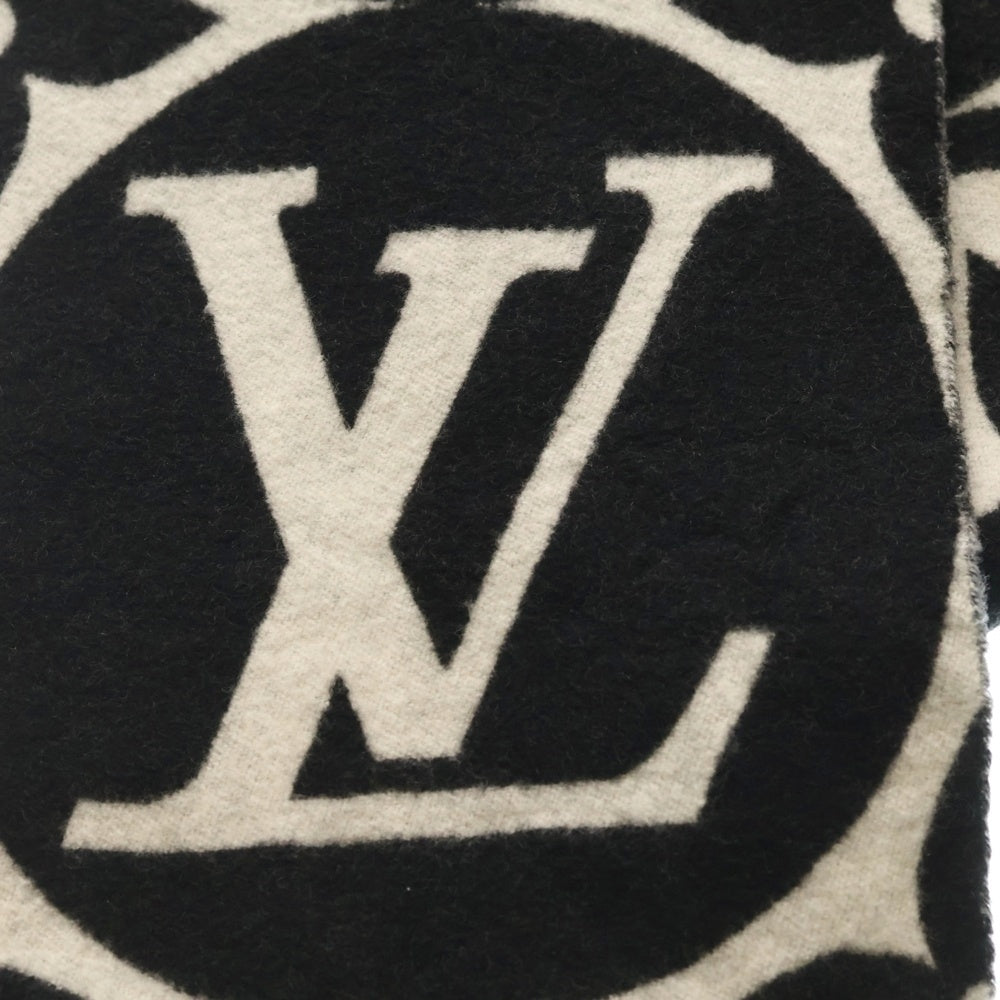 LOUIS VUITTON(ルイヴィトン) LVメダリオンフリンジマフラー ブラック M79202 レディース