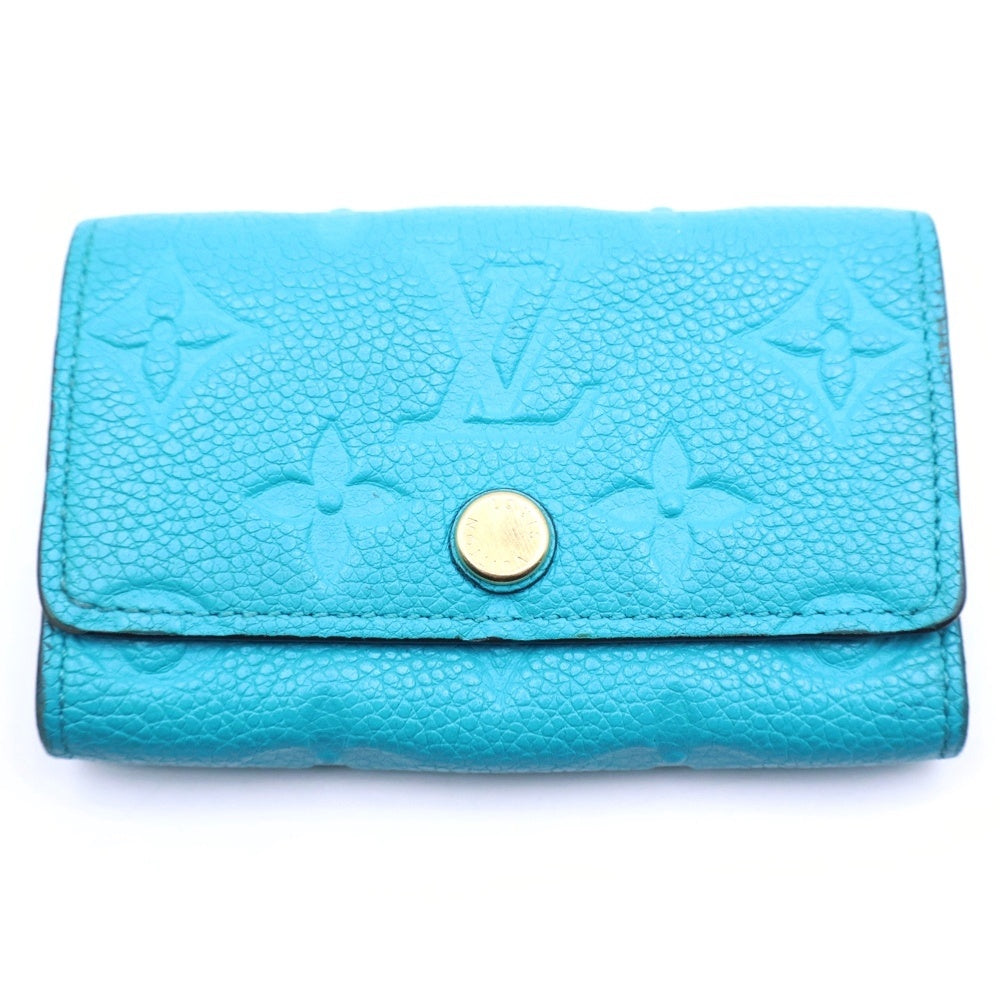 LOUIS VUITTON(ルイヴィトン) モノグラムアンプラント ミュルティクレ6 キーケース バッグチャーム キーリング ターコイズ レザー M81566 ゴールド金具 レディース