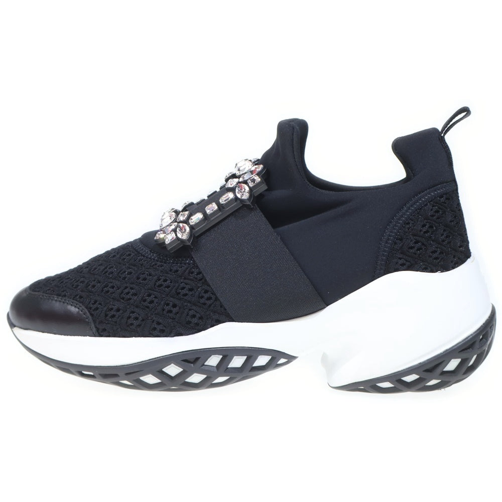 Roger Vivier(ロジェヴィヴィエ) ヴィヴラン ビジュー装飾 ローカットファブリックスニーカー ブラック RVW50624180KOTB999 レディース