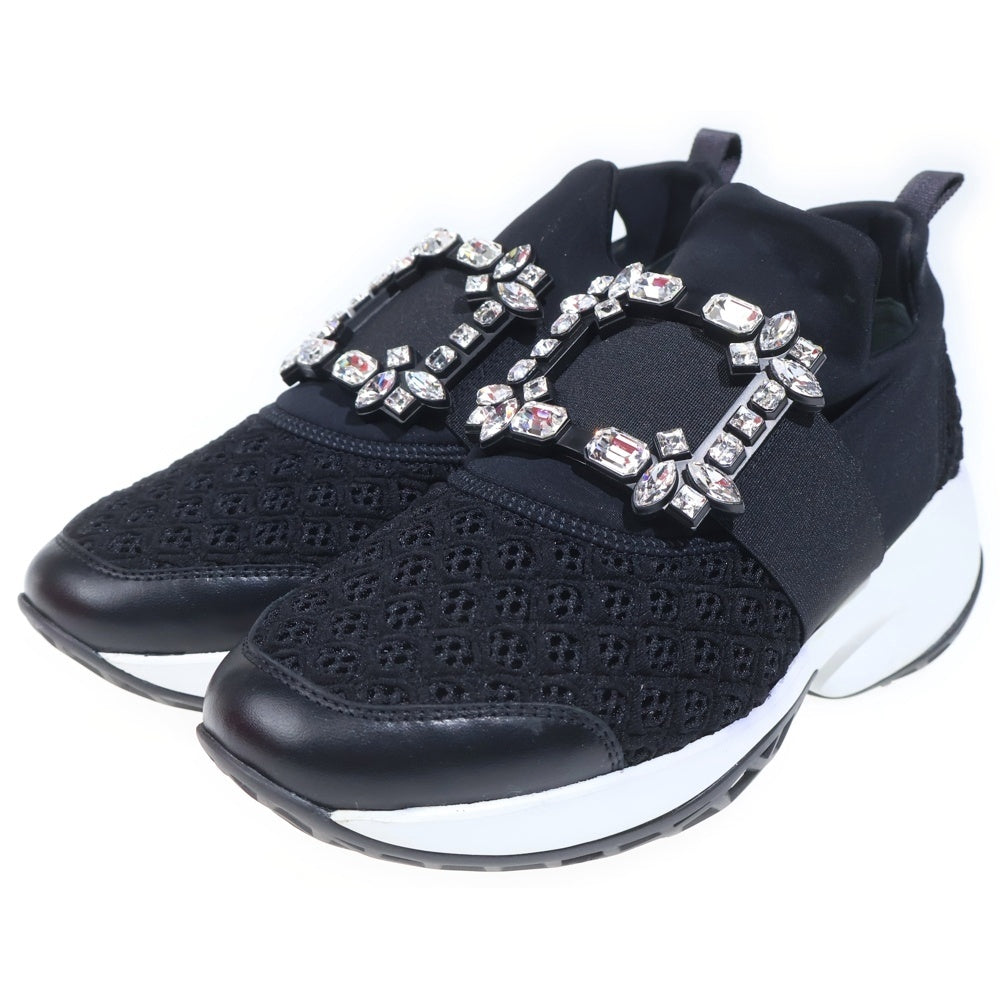 Roger Vivier(ロジェヴィヴィエ) ヴィヴラン ビジュー装飾 ローカットファブリックスニーカー ブラック RVW50624180KOTB999 レディース