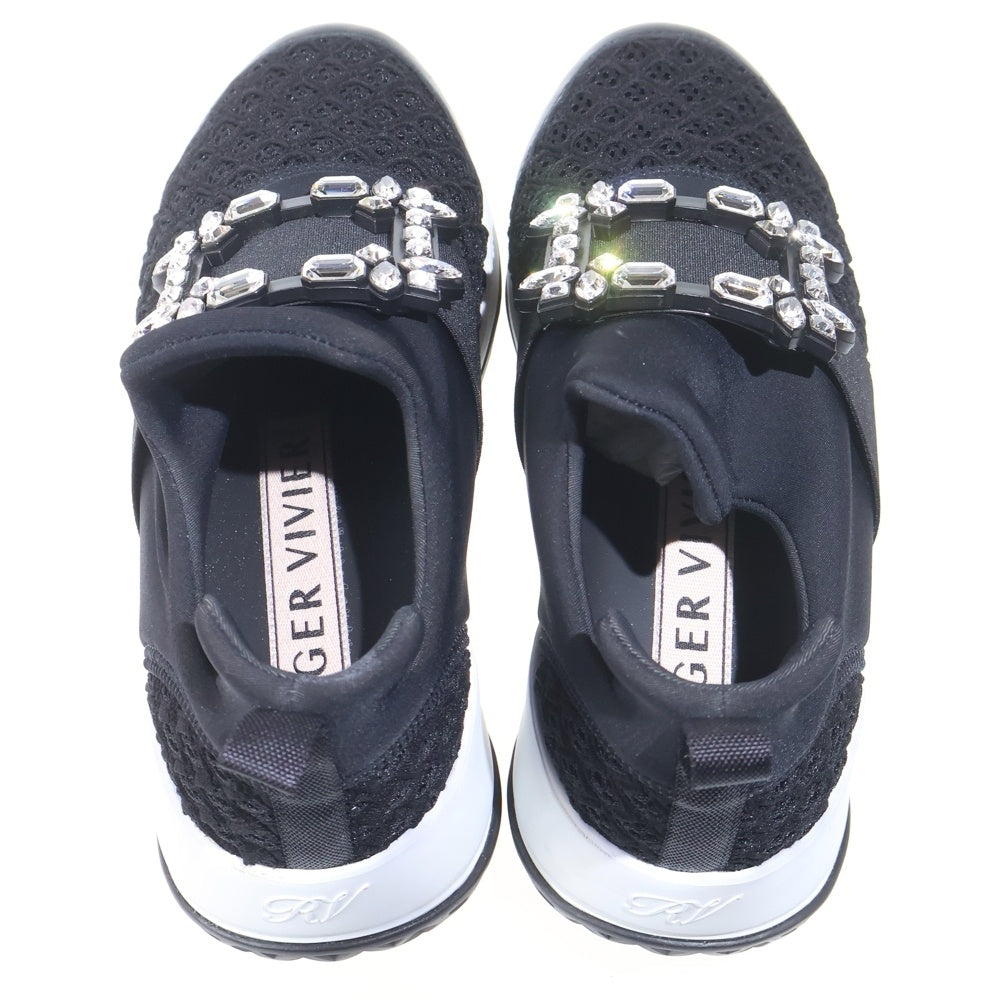 Roger Vivier(ロジェヴィヴィエ) ヴィヴラン ビジュー装飾 ローカットファブリックスニーカー ブラック RVW50624180KOTB999 レディース