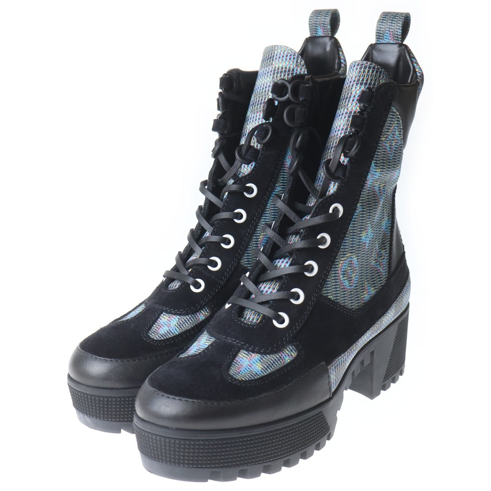 LOUIS VUITTON(ルイヴィトン) ローリエートライン モノグラムレースアップブーツ ブラック M10945