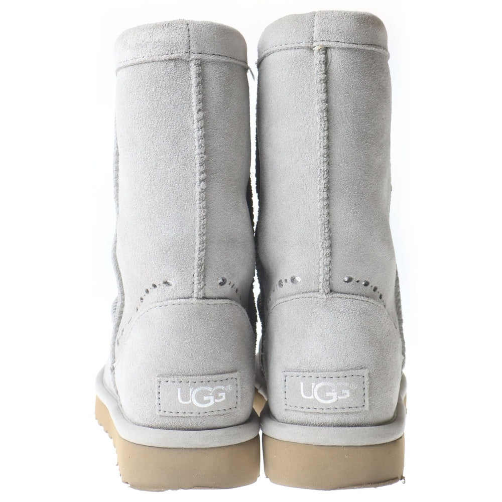 UGG(アグ) スエードレザー カットアウト ムートン ショートブーツ グレー レディース