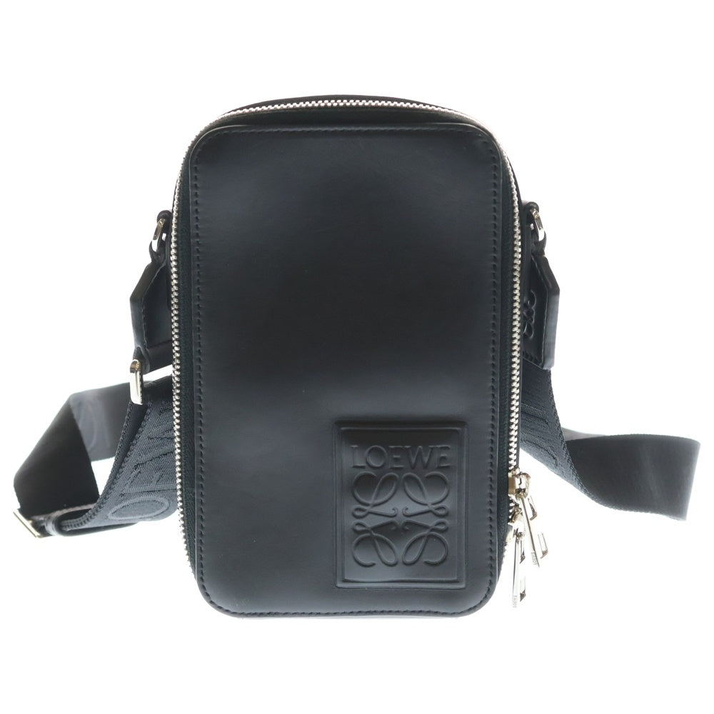 LOEWE(ロエベ) バーティカル クロスボディバッグ ショルダーバッグ ミニバッグ ブラック レザー シルバー金具 レディース