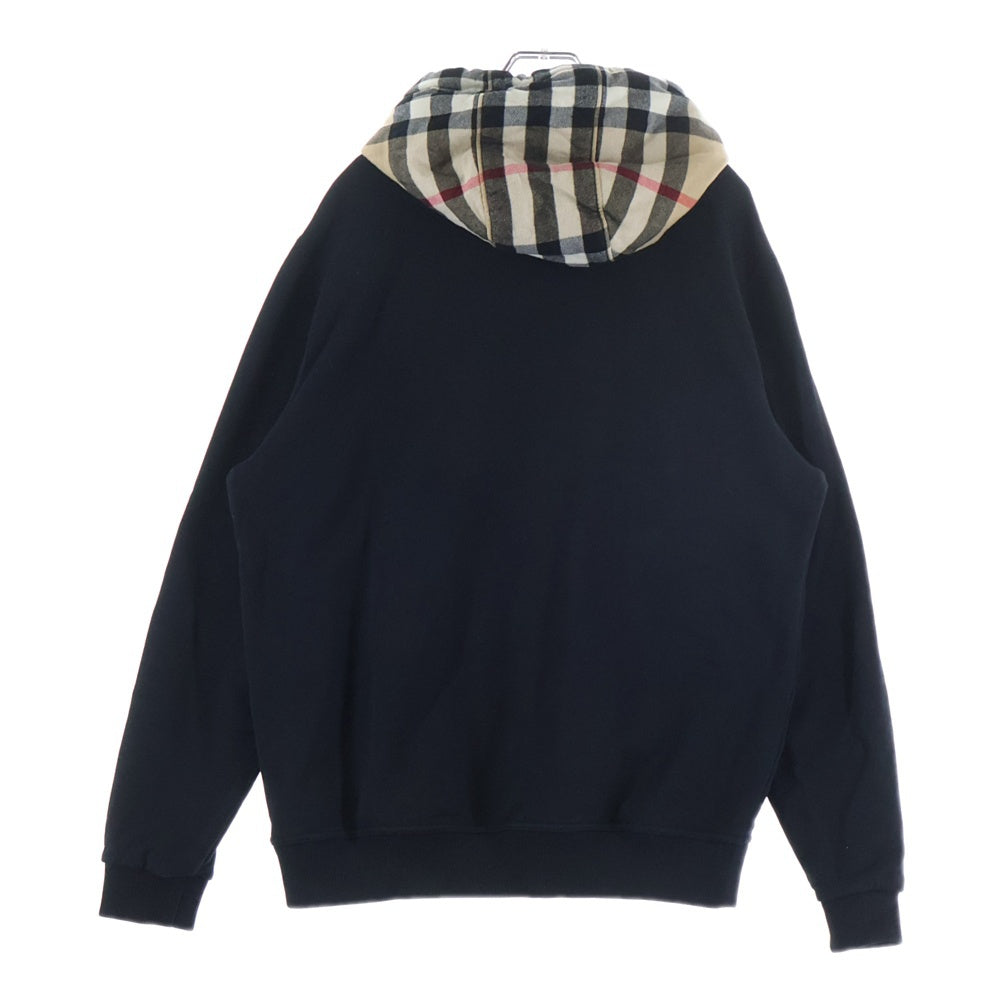 BURBERRY(バーバリー) 23SS ノバチェックフード ドローコード プルオーバーパーカー スウェット ブラック 8058117 レディース