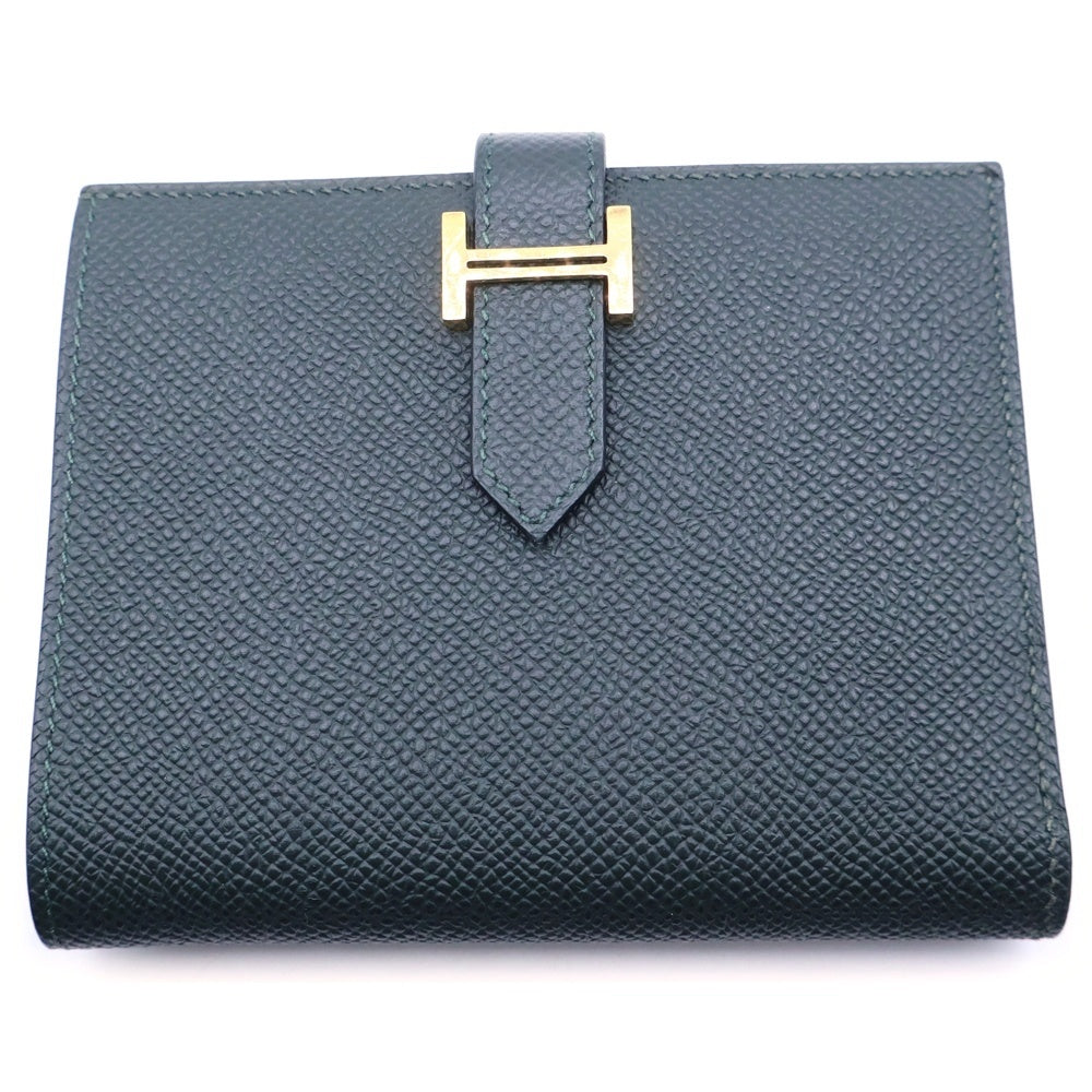 HERMES(エルメス) ベアン コンパクト コンパクトウォレット 二つ折り財布 コインケース ダークグリーン ヴォーエプソン ゴールド金具 W刻印