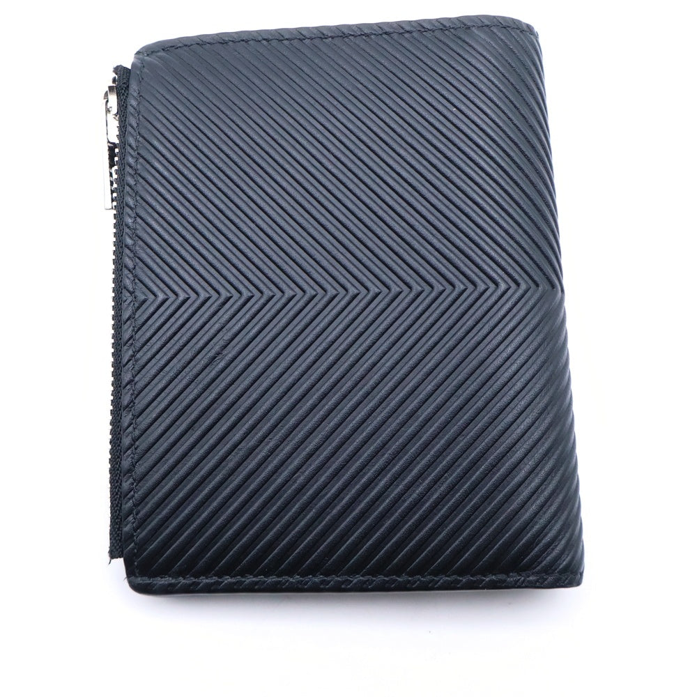 LOEWE(ロエベ) スリム コンパクトウォレット 二つ折り財布 コインケース ブラック テクスチャードクラッシックカーフレザー シルバー金具