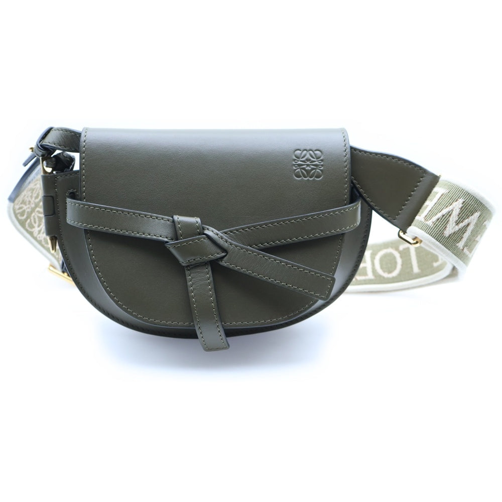 LOEWE(ロエベ) ゲートデュアル ミニ ショルダーバッグ ミニバッグ グリーン カーキ レザー ゴールド金具 レディース