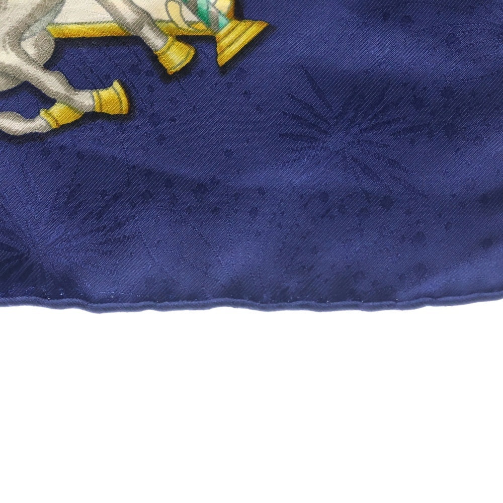 HERMES(エルメス) カレ90 シルクスカーフ メリーゴーランド ネイビー×ホワイト レディース