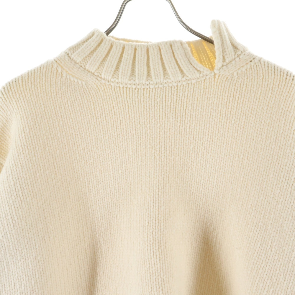 OFF-WHITE(オフホワイト) カフスオーバー モックネック クロップドニットセーター アイボリー レディース
