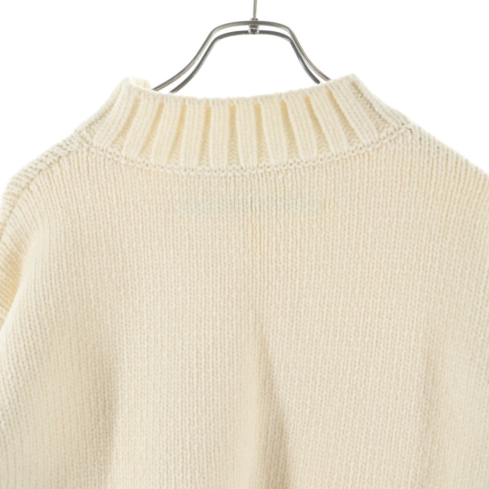 OFF-WHITE(オフホワイト) カフスオーバー モックネック クロップドニットセーター アイボリー レディース