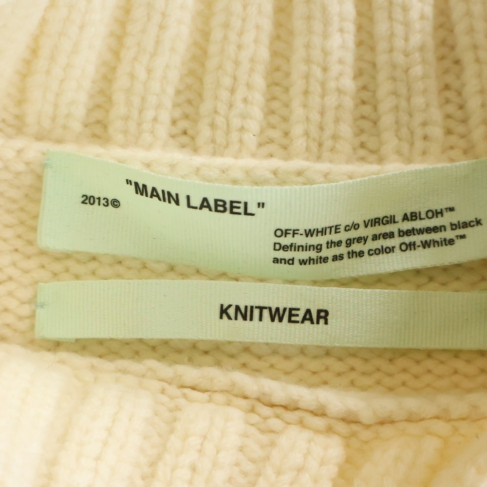 OFF-WHITE(オフホワイト) カフスオーバー モックネック クロップドニットセーター アイボリー レディース