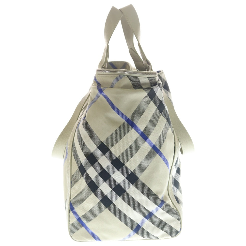 BURBERRY(バーバリー) ノバチェック トートバッグ ハンドバッグ ベージュ×ブルー キャンバス×レザー 8089791 シルバー金具